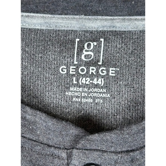 George Mens Henley Shirt Large (42-44) Black‎ Soot Heather Short Sleeve - Picture 3 of 6